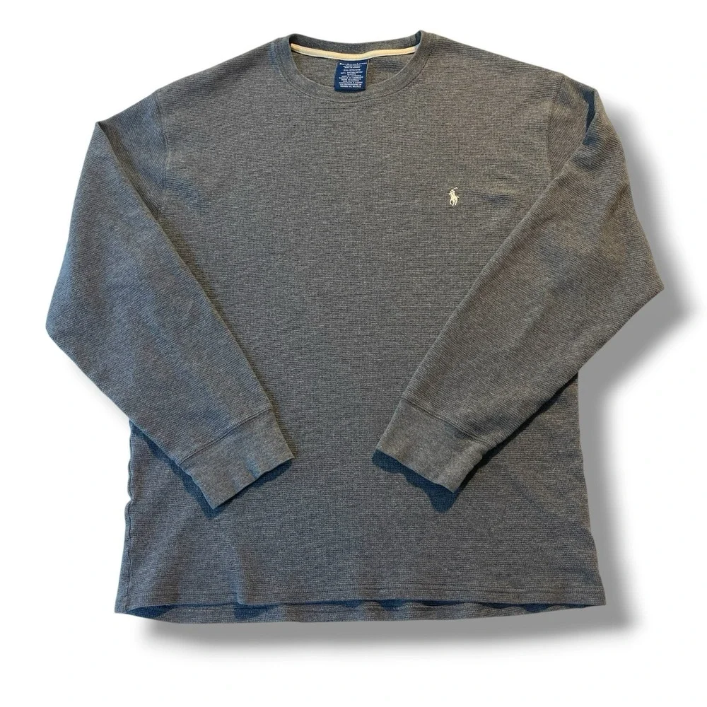 Polo Ralph Lauren Sleepwear Men's Waffle Knit Grey Large Cotton Shirt 2XL *Read*